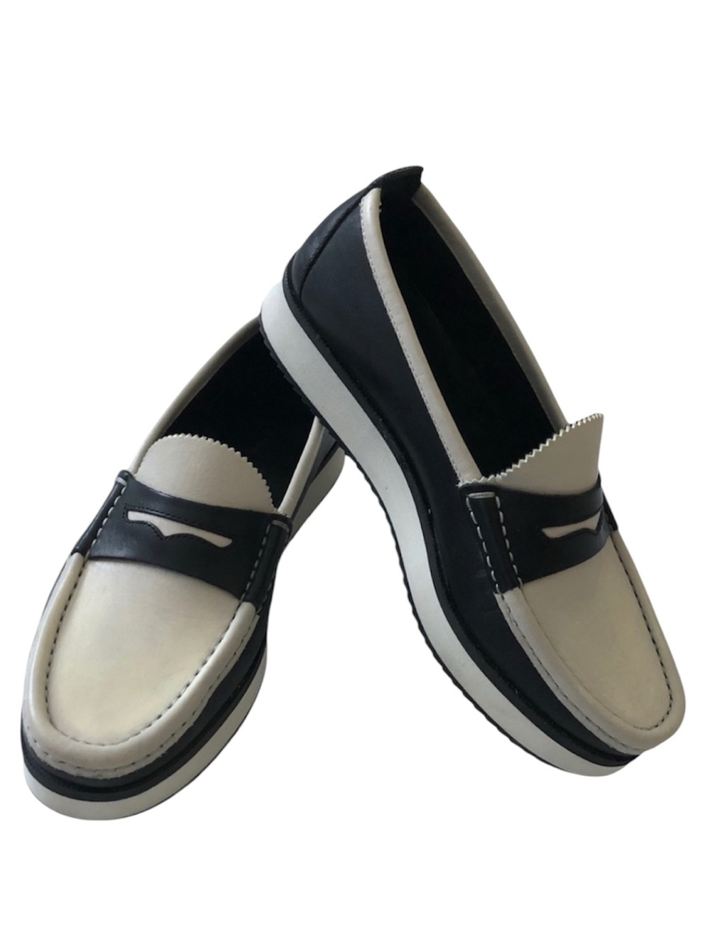 Rag & Bone Tanya penny loafer size 7 black/white leather